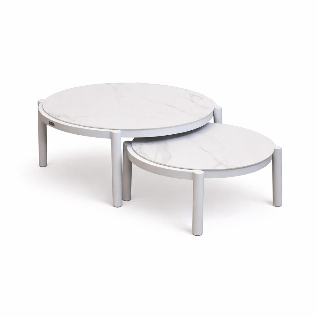Lillie Small White Coffee Table with Ceramic Calacatta Gold top
