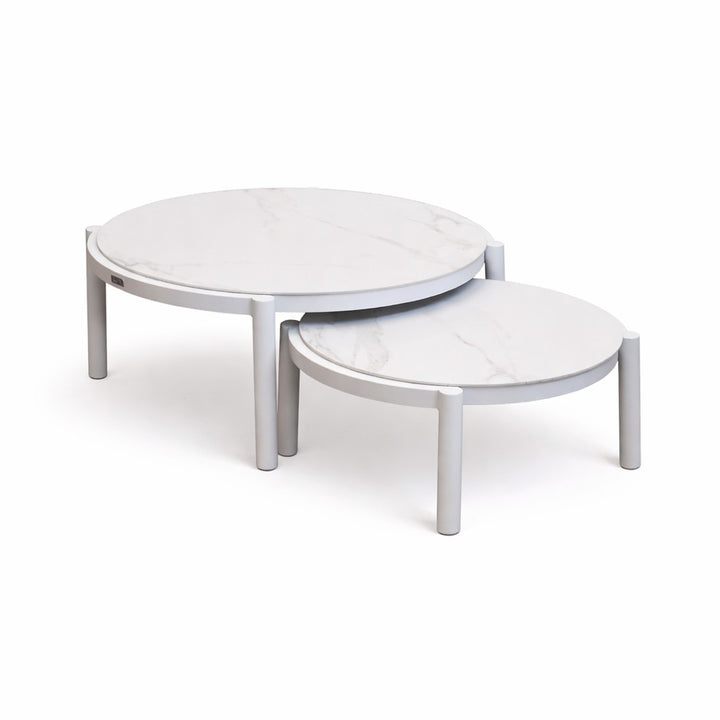 Lillie Small White Coffee Table with Ceramic Calacatta Gold top