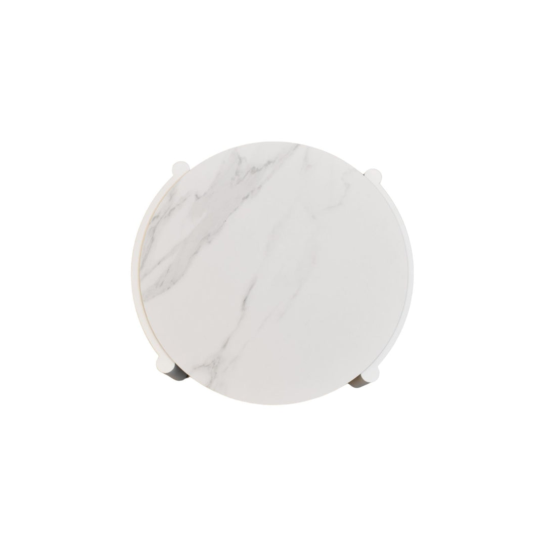 Lillie Small White Coffee Table with Ceramic Calacatta Gold top
