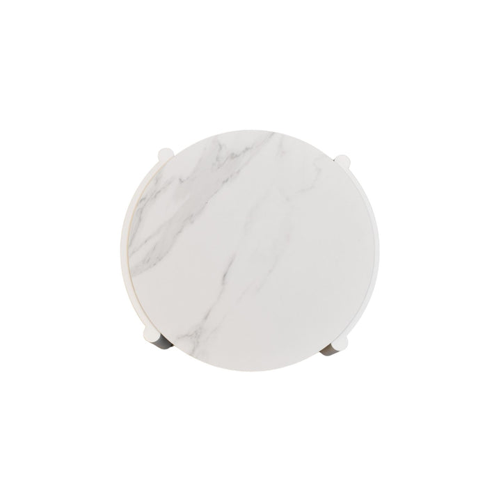 Lillie Small White Coffee Table with Ceramic Calacatta Gold top