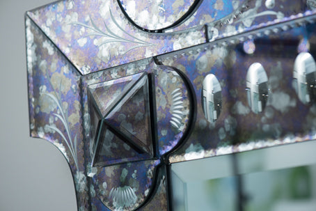 Serenissima Large Venetian Style mirror with Antiqued glass border