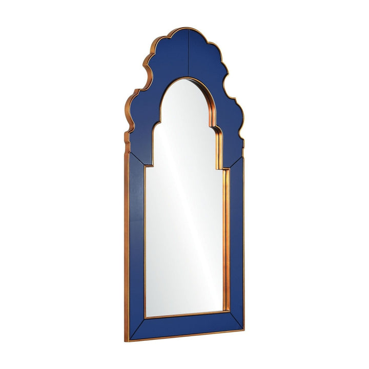 Amani Sapphire Blue and Gold Arched Top Mirror
