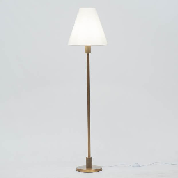 McCarthy Knurled Brass Floor lamp with Linen shade