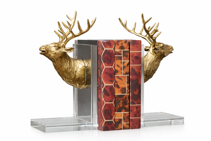 Elk Crystal &amp; Brass Bookend