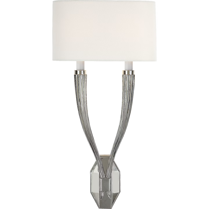 Ruhlmann Double Sconce in Polished Nickel with Linen Shade