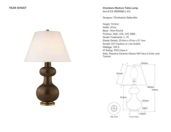 Chambers Medium Table Lamp in Matte Bronze