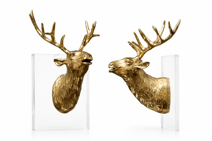 Elk Crystal &amp; Brass Bookend
