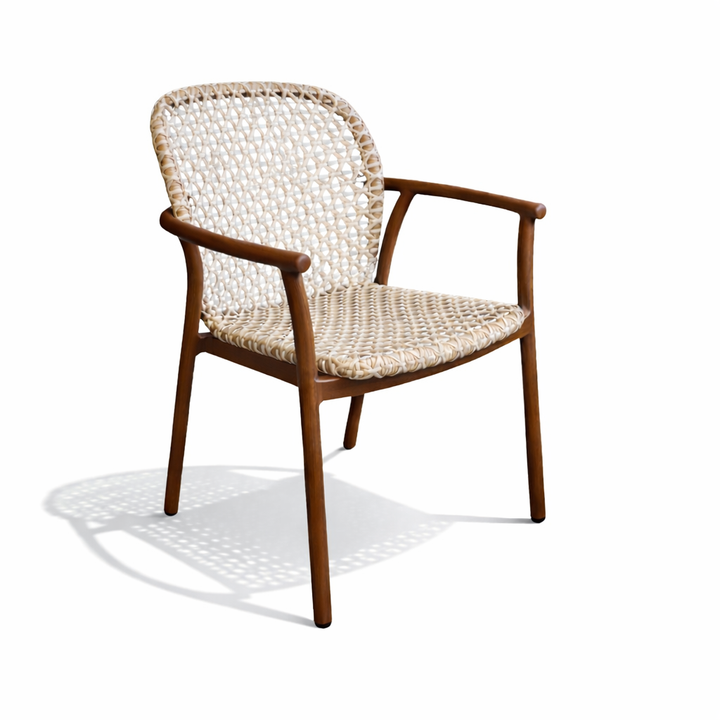 Lilie Dining Armchair in Faux Teak Finish