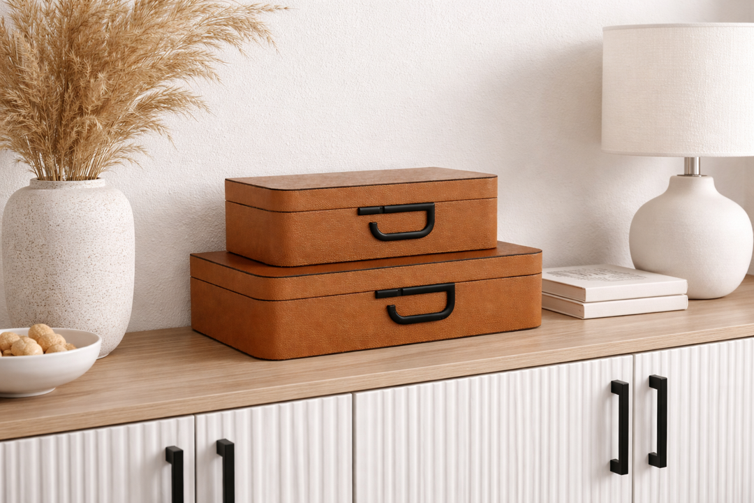 Sienna Tan Leather Box - Large