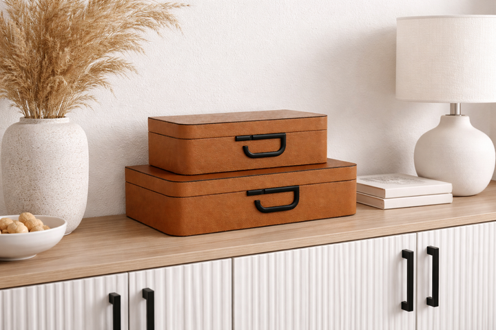 Sienna Tan Leather Box - Large
