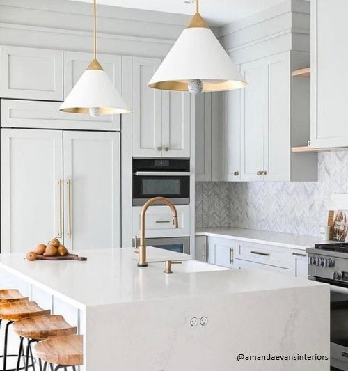 Cleo Large Pendant in Antique Burnished Brass & White Marble