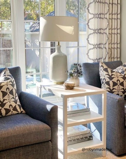 Culloden Table Lamp in Bone Craquelure Finish With Linen Shade