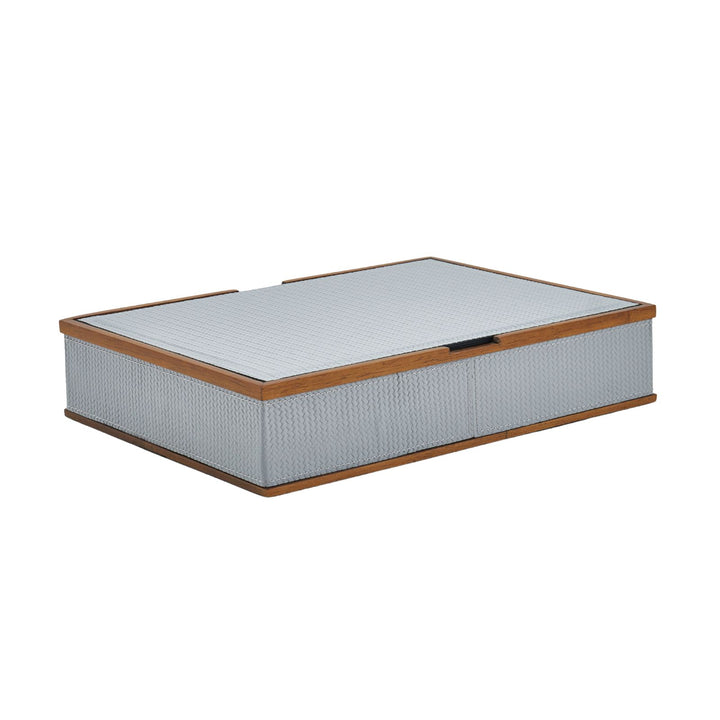 Braided Sterling Mist Faux Leather Woven Box - Large