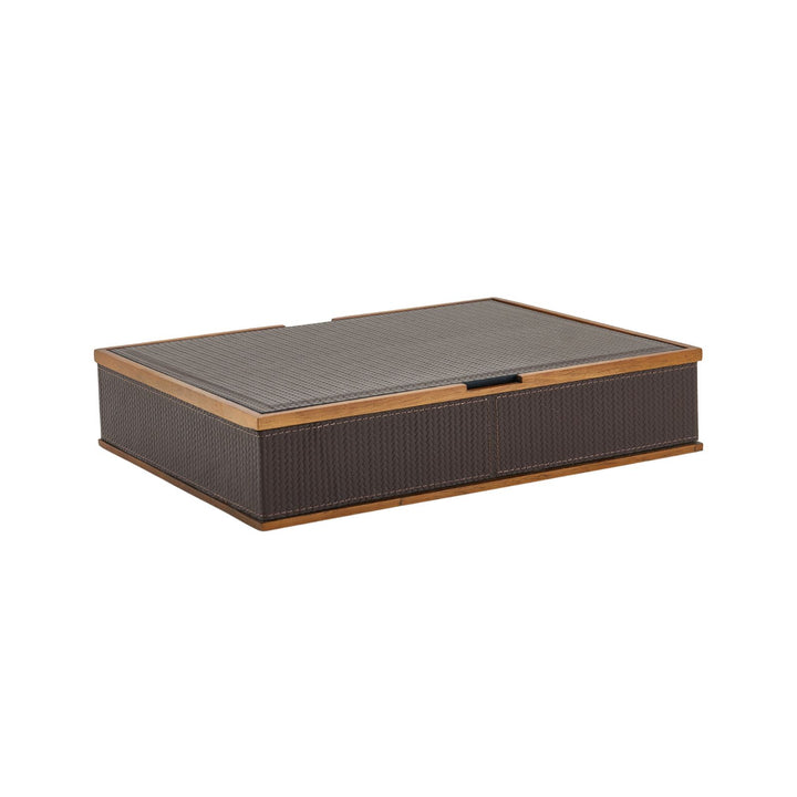Braided Grey Faux Leather Woven Box - Large