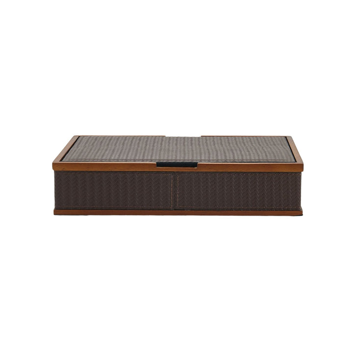 Braided Grey Faux Leather Woven Box - Small