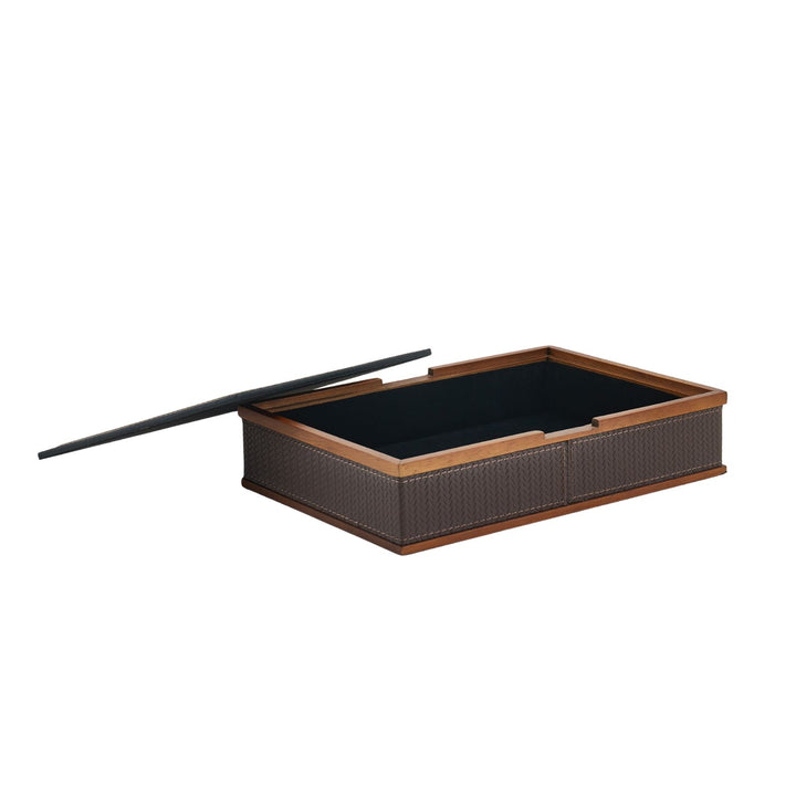 Braided Grey Faux Leather Woven Box - Small