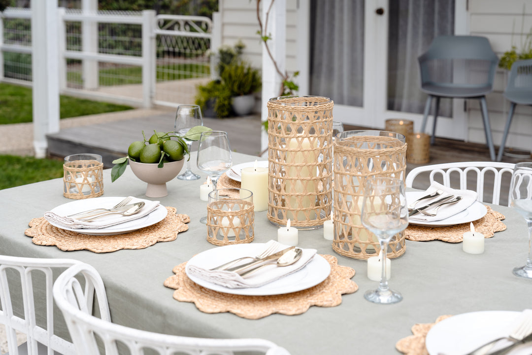 Island Wrapped Natural Wicker Hurricane/Vase - Large