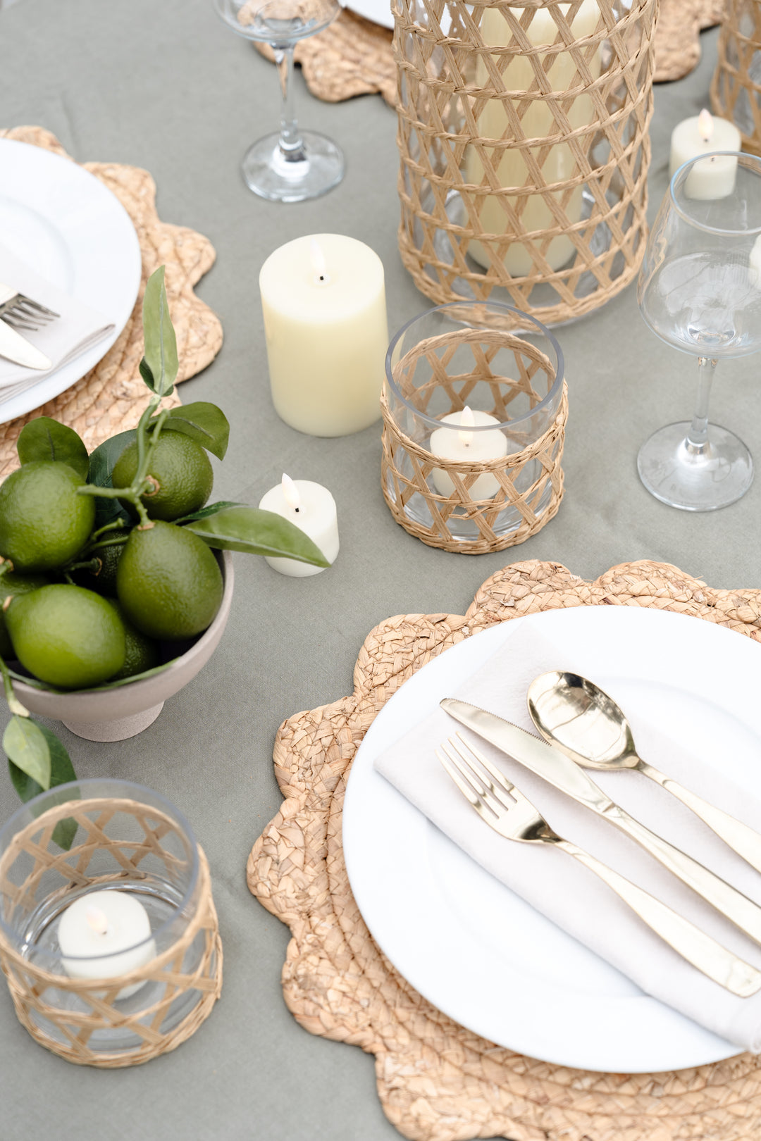 Island Wrapped Natural Wicker Hurricane/Vase - X Small