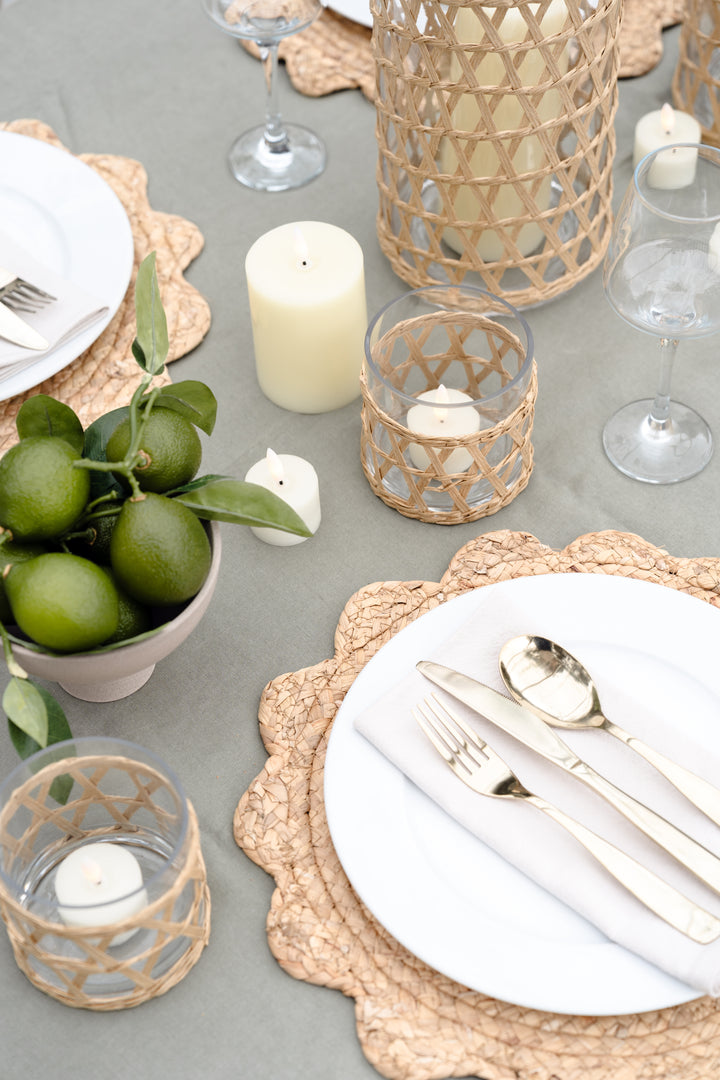 Island Wrapped Natural Wicker Hurricane/Vase - X Small