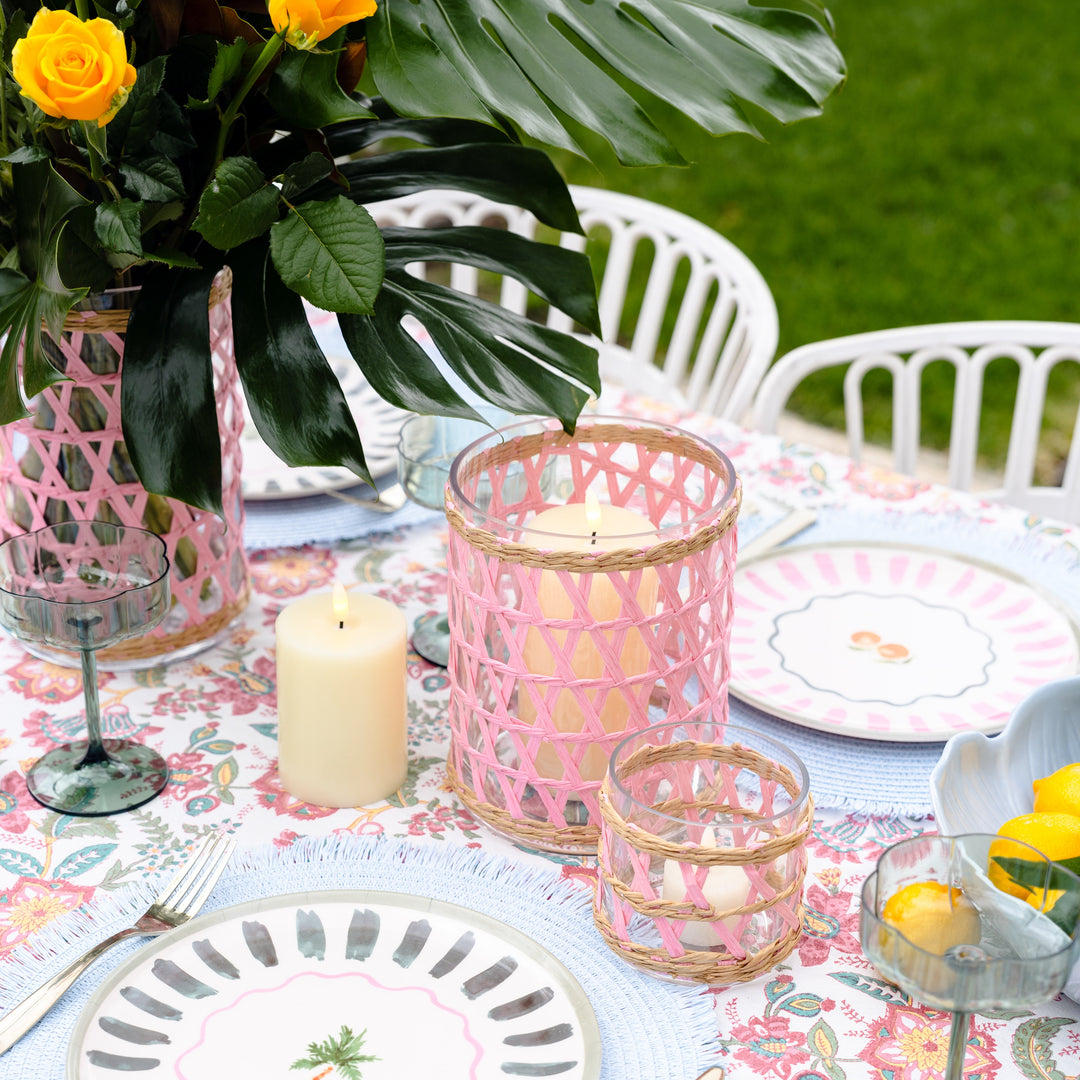 Island Wrapped Pink & Natural Hurricane/Vase - Medium