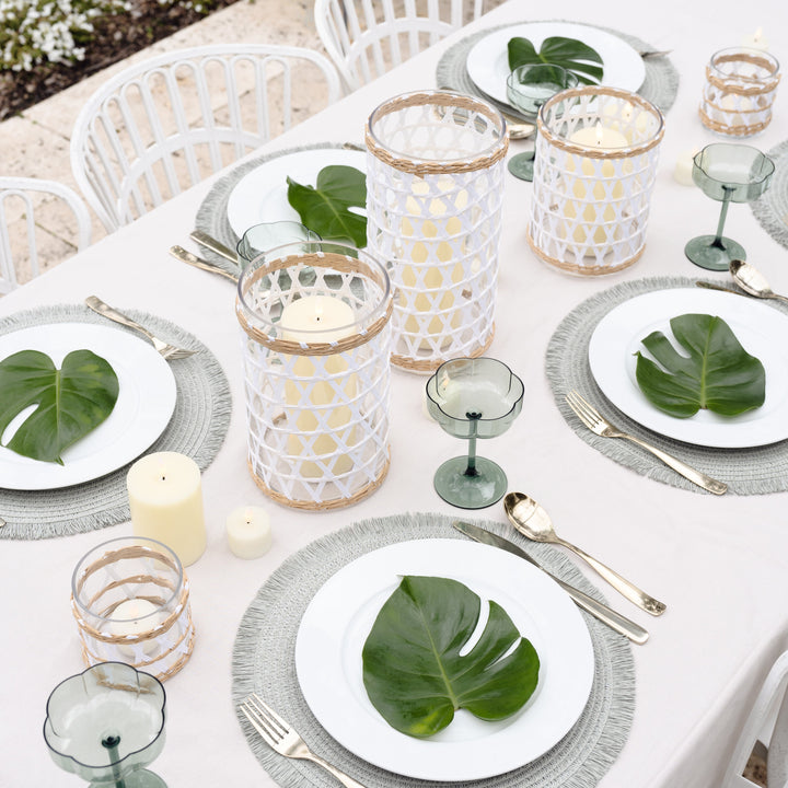 Island Wrapped White & Natural Hurricane/Vase - Medium