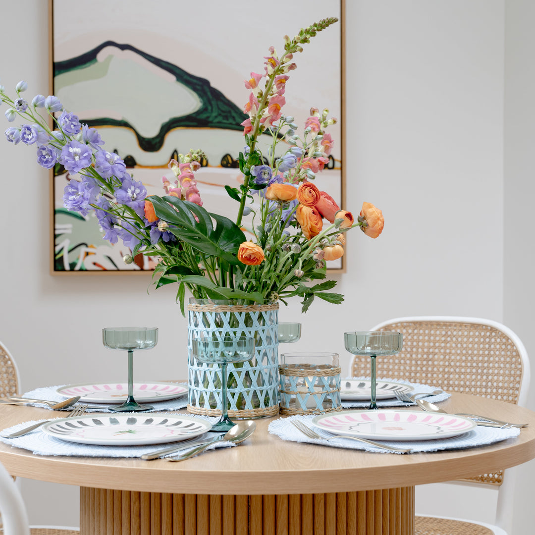 Island Wrapped Light Blue & Natural Hurricane/Vase - Medium