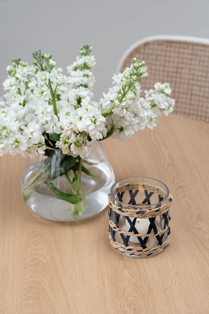 Island Wrapped Navy & Natural Hurricane/Vase - X Small