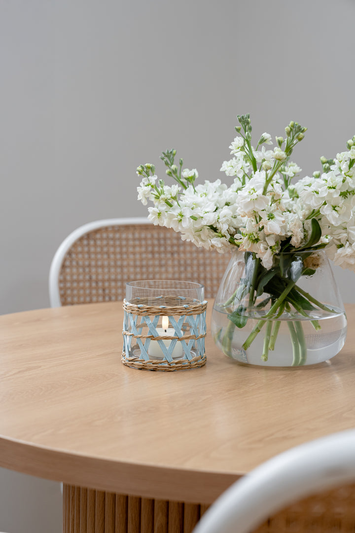 Island Wrapped Light Blue & Natural Hurricane/Vase - X Small