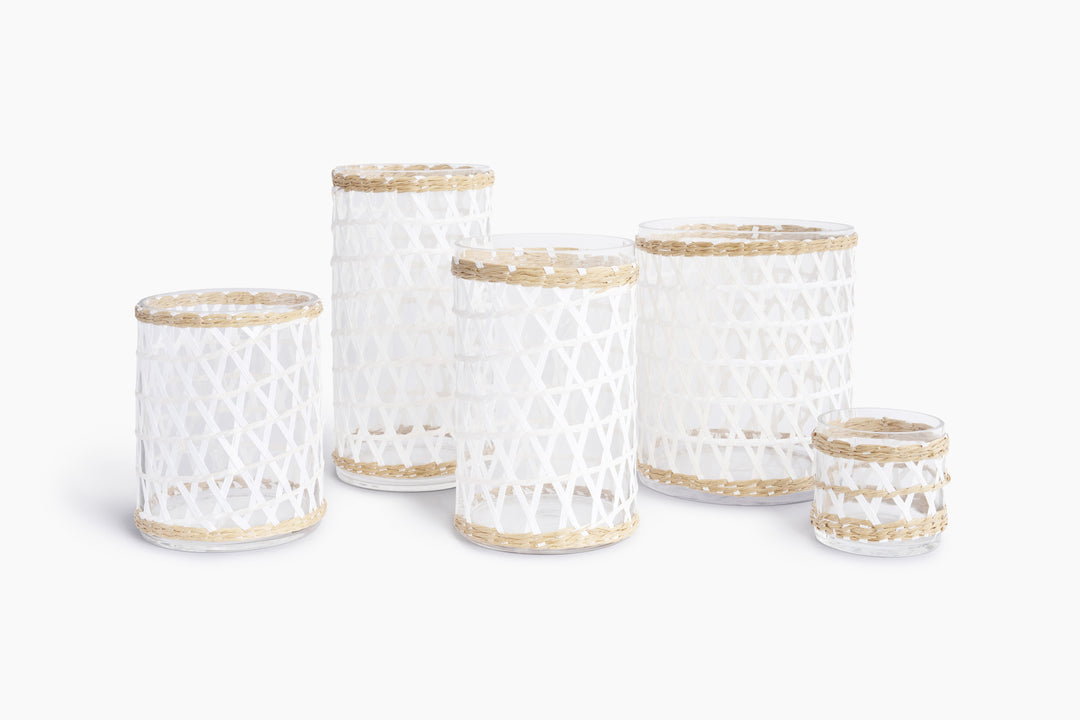 Island Wrapped White & Natural Hurricane/Vase - X Small