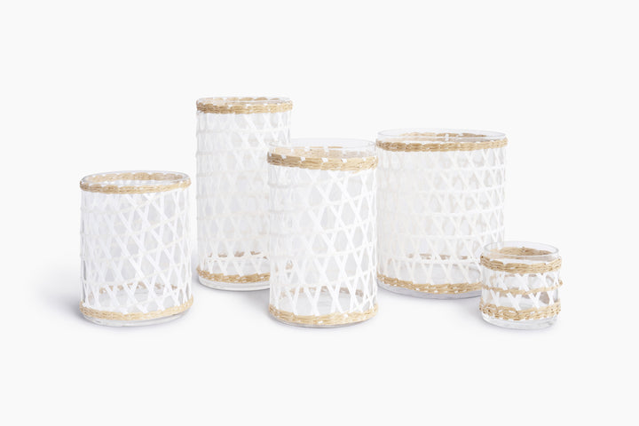 Island Wrapped White & Natural Hurricane/Vase - X Small