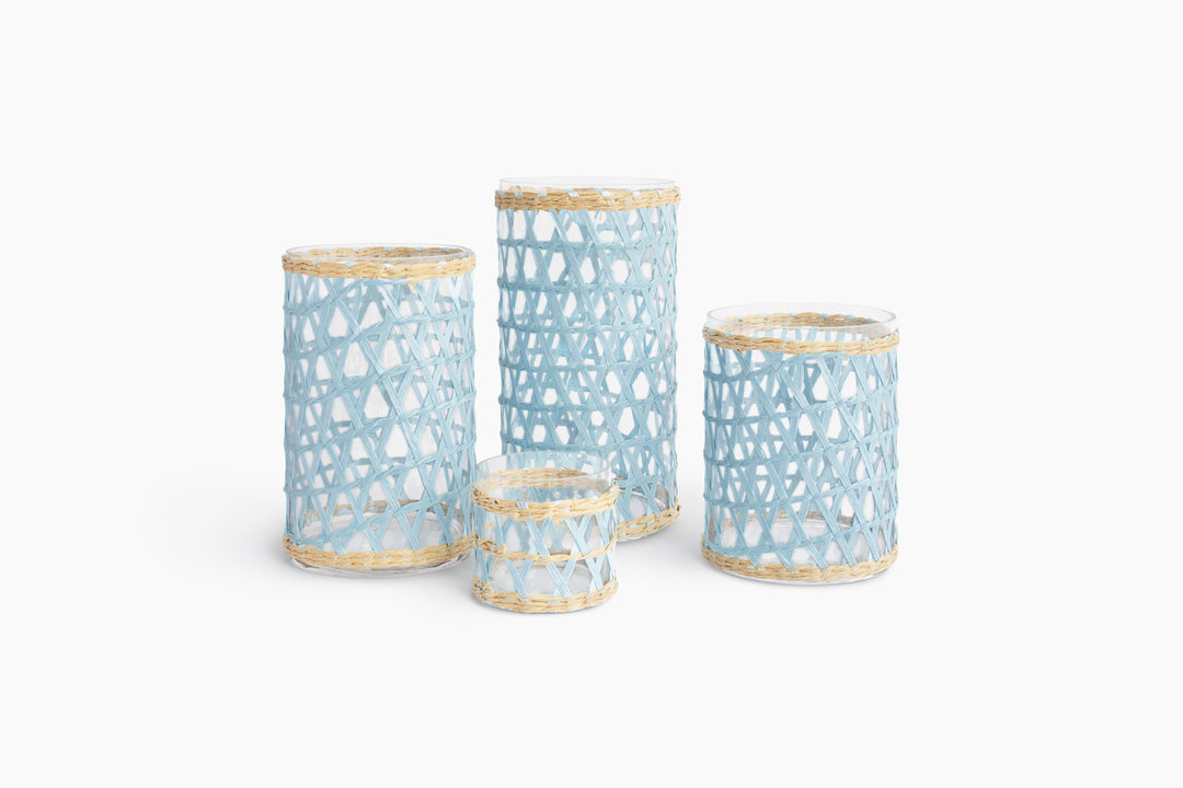 Island Wrapped Light Blue & Natural Hurricane/Vase - X Small