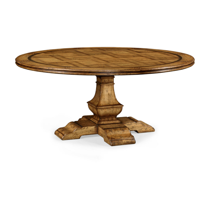 72" Round Light Brown Chestnut Dining Table