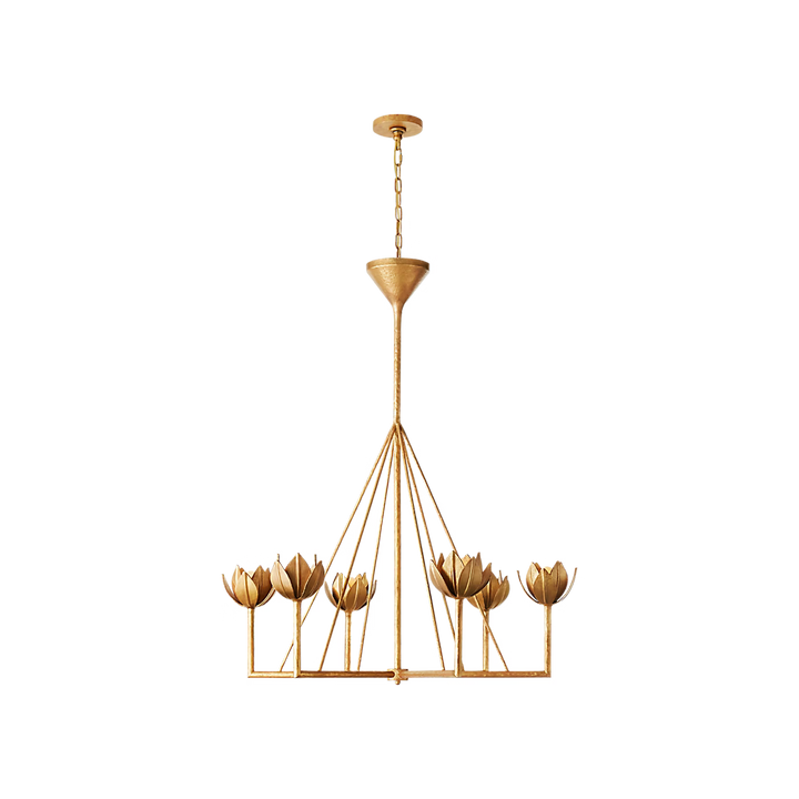 Alberto Large Single Tier Chandelier in Antique Gold Leaf