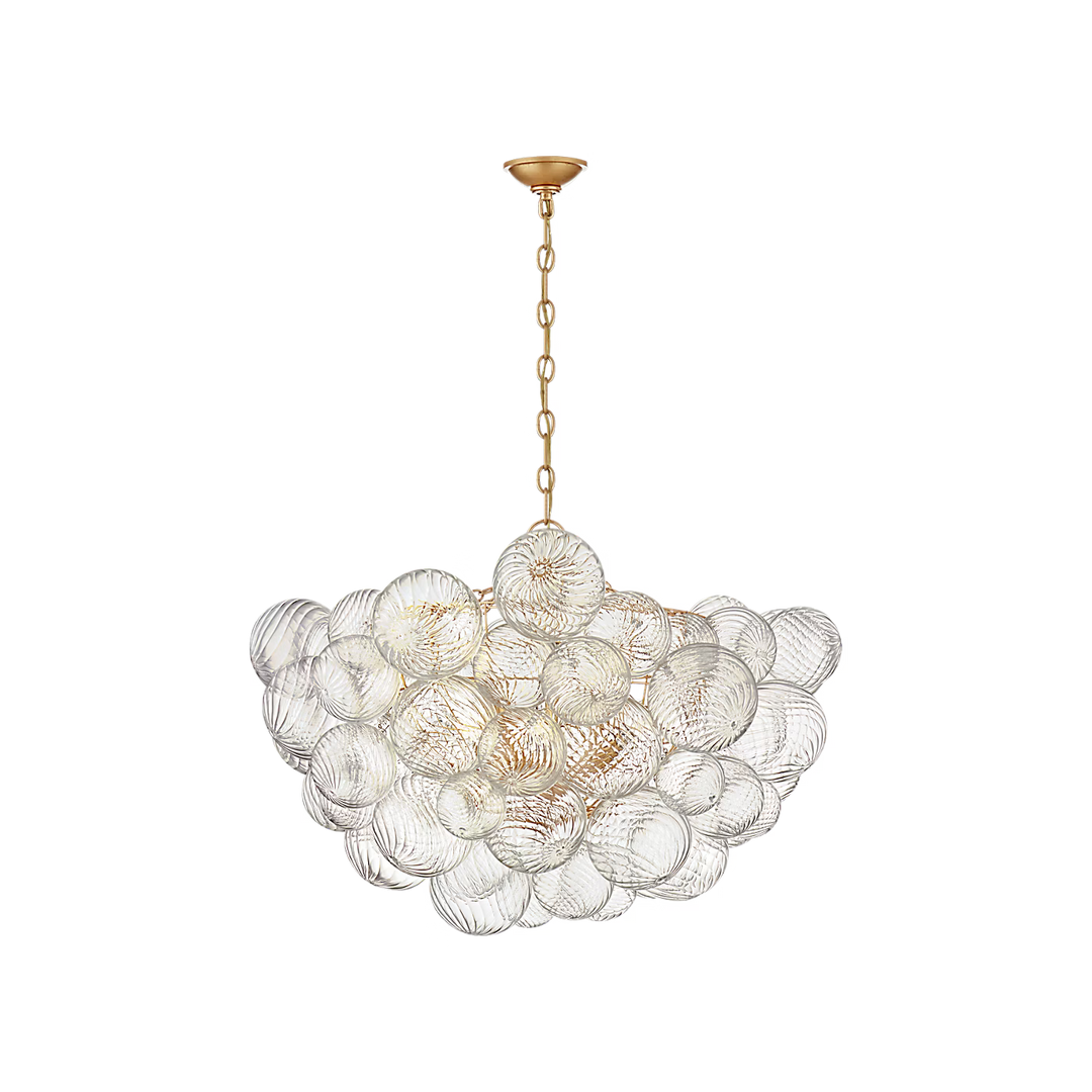 Talia Large Chandelier in Gild &amp; Clear Swirled Glass