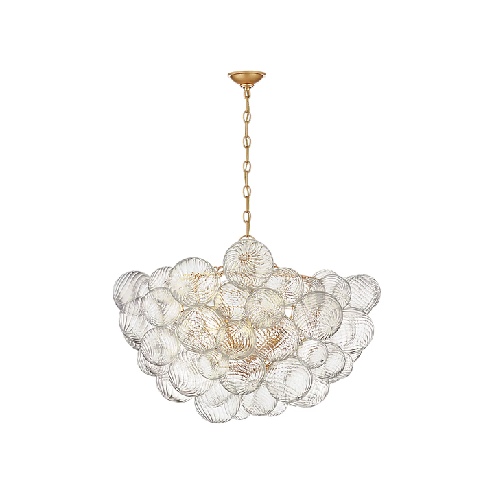 Talia Large Chandelier in Gild &amp; Clear Swirled Glass