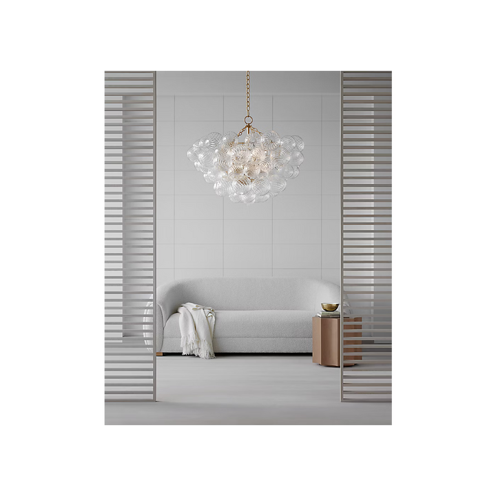 Talia Large Chandelier in Gild &amp; Clear Swirled Glass