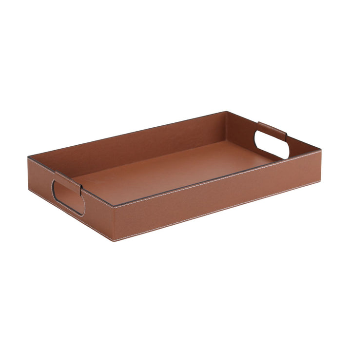 Rectangular Montana Tan Leather Tray