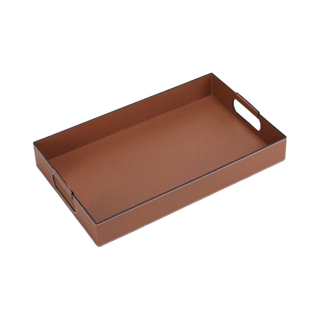 Rectangular Montana Tan Leather Tray
