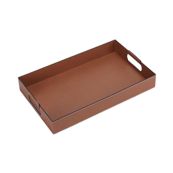 Rectangular Montana Tan Leather Tray