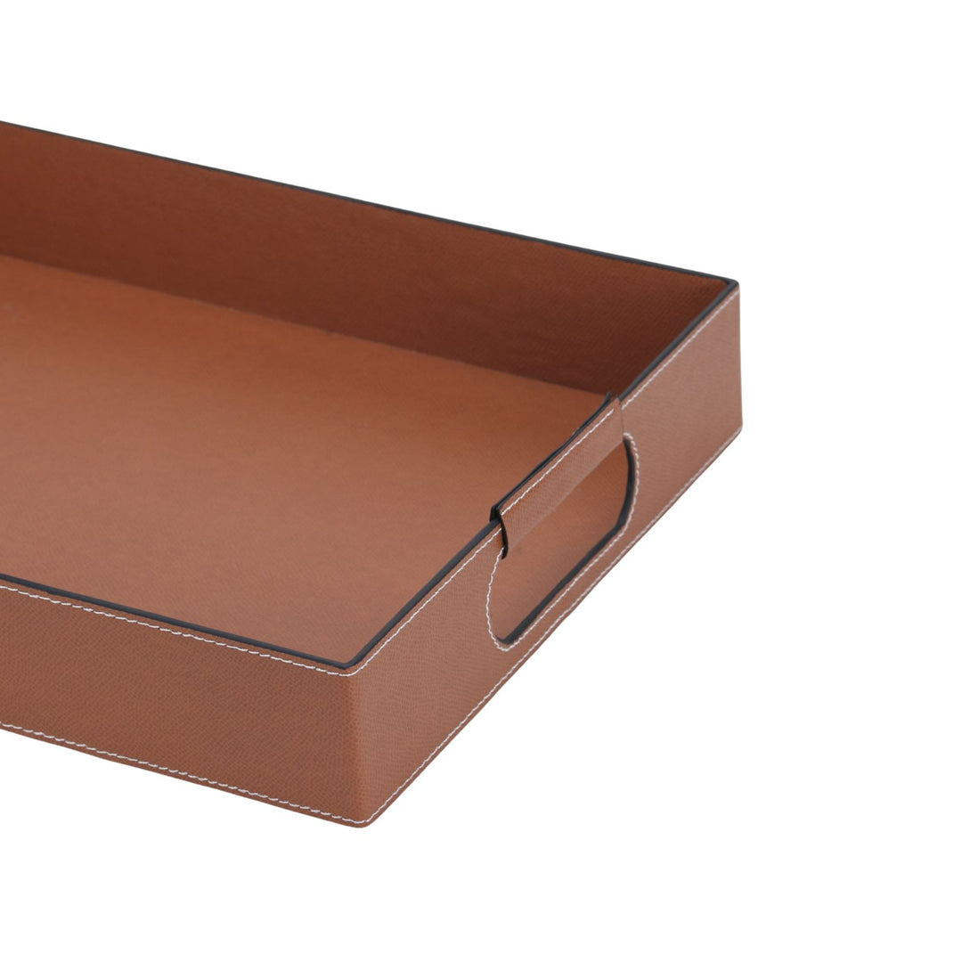 Rectangular Montana Tan Leather Tray