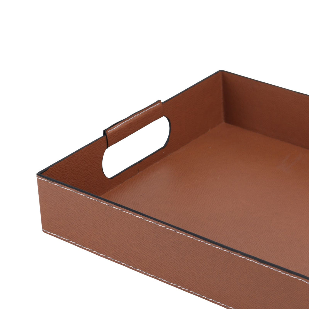 Rectangular Montana Tan Leather Tray