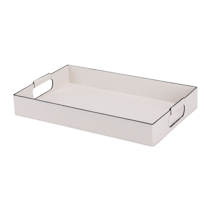 Rectangular Montana Milk White Leather Tray