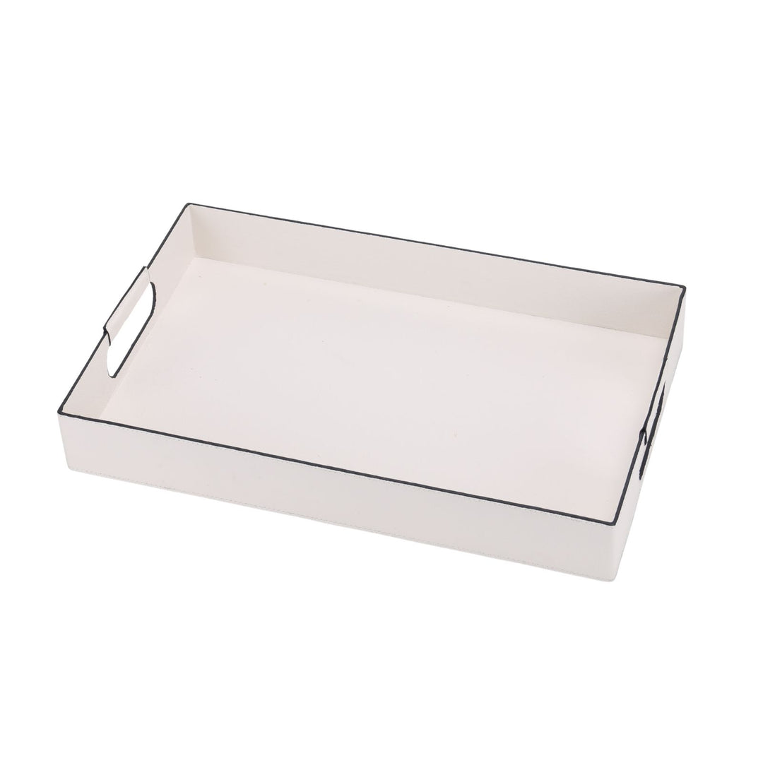 Rectangular Montana Milk White Leather Tray