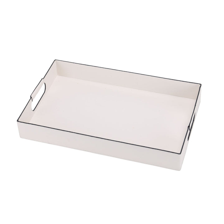 Rectangular Montana Milk White Leather Tray