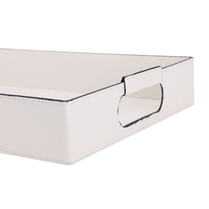 Rectangular Montana Milk White Leather Tray