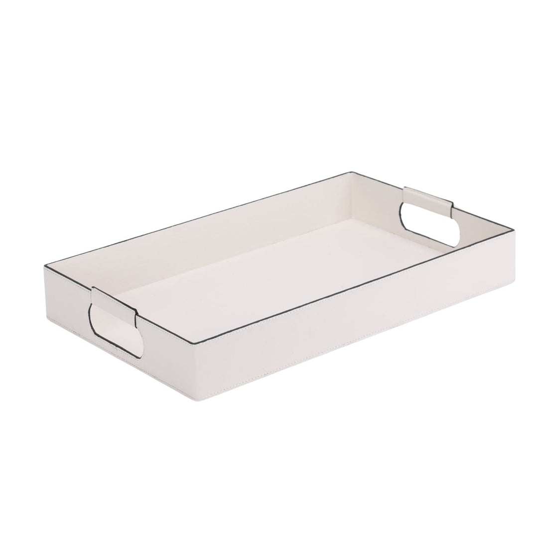 Rectangular Montana Milk White Leather Tray