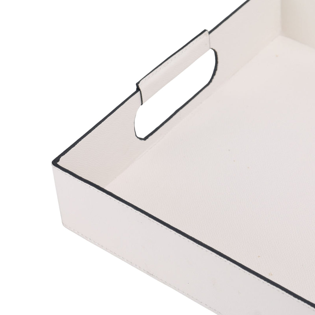 Rectangular Montana Milk White Leather Tray