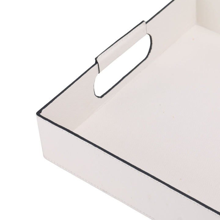 Rectangular Montana Milk White Leather Tray