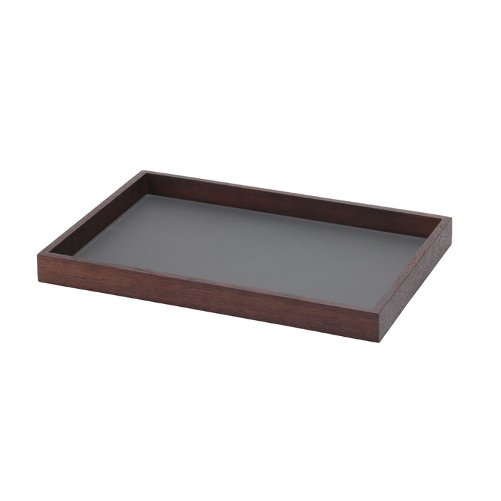 Rectangular Tray with Faux Grey Leather - Large