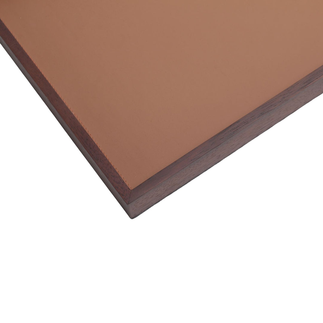 Rectangular Tray with Faux Brown Leather - Large